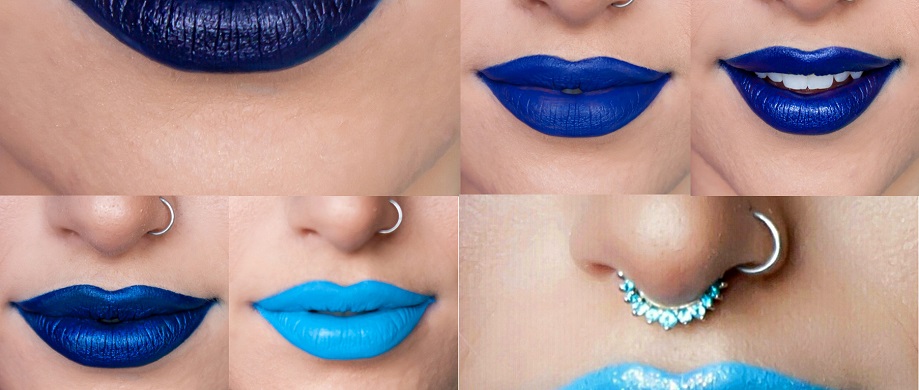wearing blue lipstick